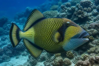 Balistoides viridescens (Ballista so žltou hlavou.)