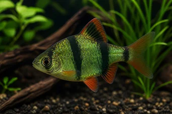 Barbus tetrazona vert (Zelená sumatra)