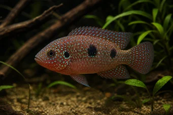 Hemichromis bimaculatus (Cichlidový klenot)